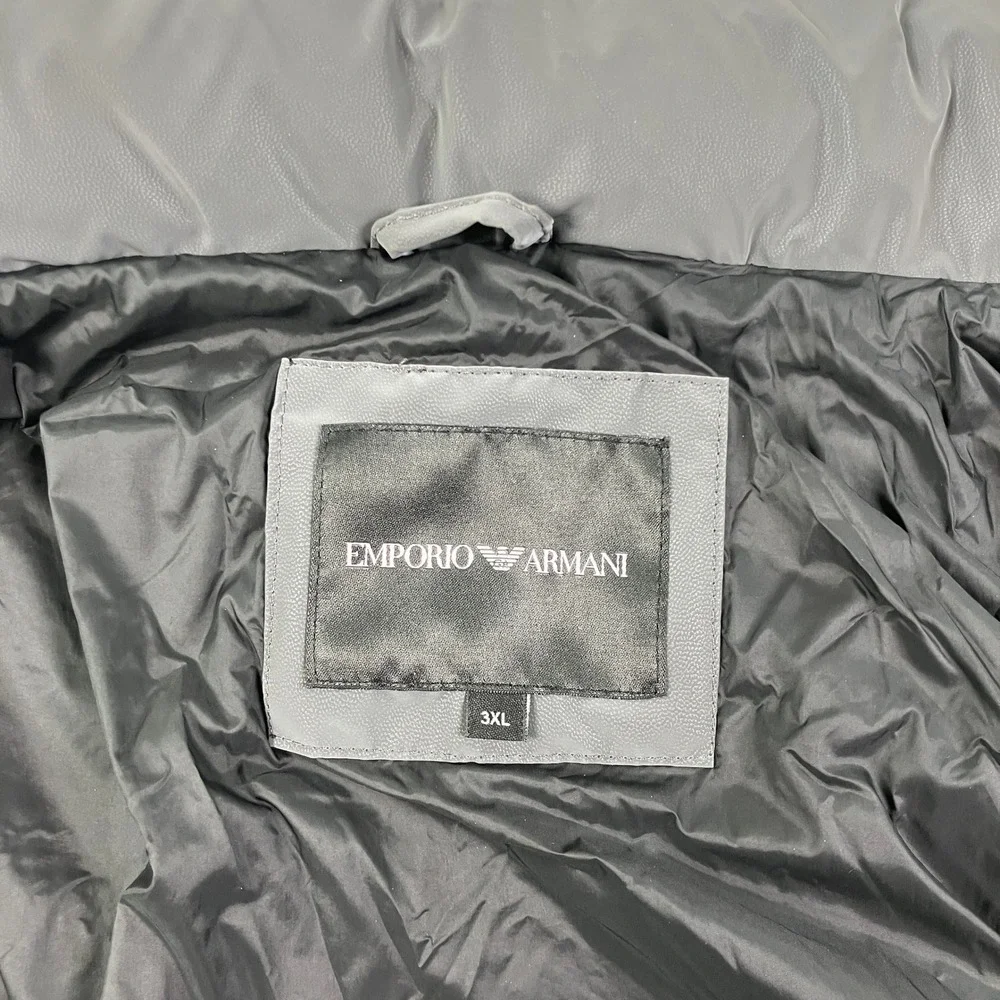 Emporio Armani Mens 3XL Puffer Wind Vest Gray Travel Quilted Packable Hooded